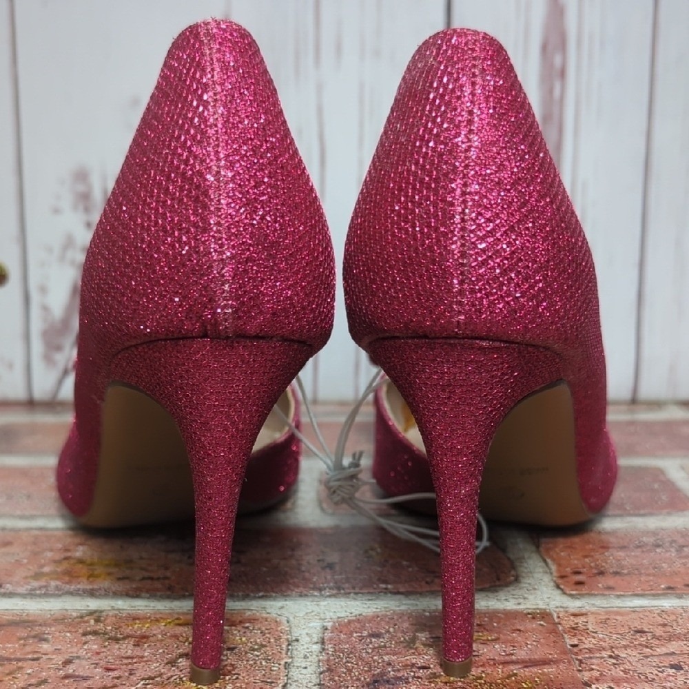 Betsey Johnson Pink Glitter Bow High Heels Party Birthday Coquette Girly 9 NWOT - Picture 9 of 15